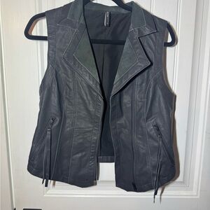 Women's Charcoal Leather Vest